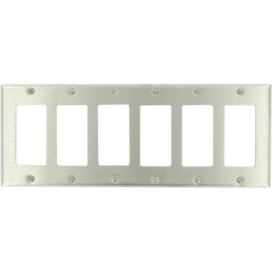 84436-40 6-Gang Decora/GFCI Device Decora Wallplate, Device Mount, Stainless Steel
