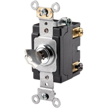 1222-2KL 20 Amp, 120/277 Volt, Key Locking, Double-Pole, AC Quiet Switch, Extra Heavy Duty Grade, Chrome