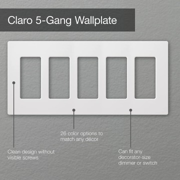 Claro 5 Gang Decorator/Rocker Wallplate, Gloss, White (1-Pack) | CW-5-WH