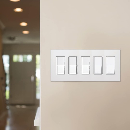 Claro 5 Gang Decorator/Rocker Wallplate, Gloss, White (1-Pack) | CW-5-WH