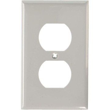80703-GY 1-Gang Duplex Device Receptacle Wallplate, Standard Size, Thermoplastic Nylon, Device Mount, Gray, 20-Pack