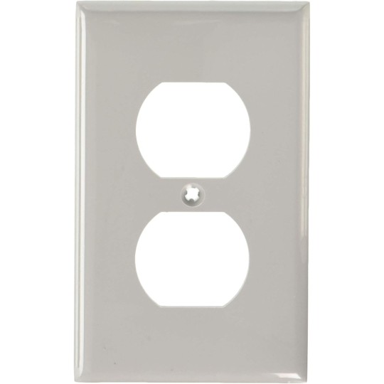 80703-GY 1-Gang Duplex Device Receptacle Wallplate, Standard Size, Thermoplastic Nylon, Device Mount, Gray, 20-Pack