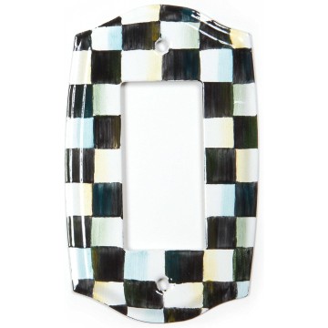 Courtly Check Enamel Switch Plate, Single-Rocker Light-Switch Cover