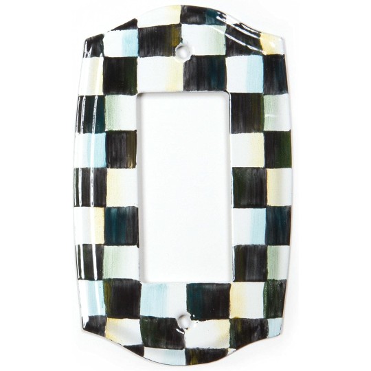 Courtly Check Enamel Switch Plate, Single-Rocker Light-Switch Cover