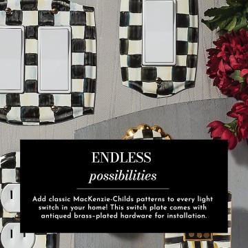 Courtly Check Enamel Switch Plate, Single-Rocker Light-Switch Cover