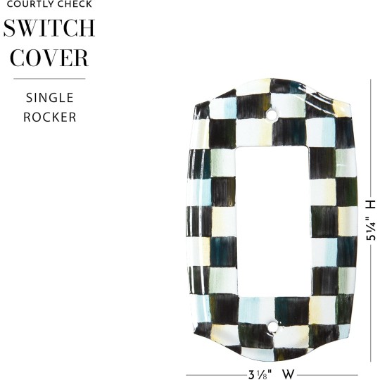 Courtly Check Enamel Switch Plate, Single-Rocker Light-Switch Cover