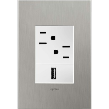 Brushed Stainless Steel, 1-Gang + Wall Plate, AWC1G3BS4