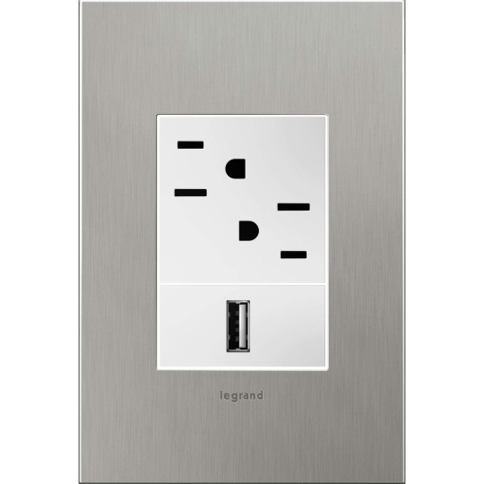 Brushed Stainless Steel, 1-Gang + Wall Plate, AWC1G3BS4