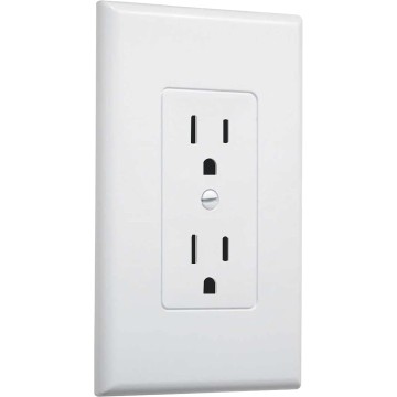 MW2500W Single-Gang Wallplate Non-Metallic Decorator Cover One Grounded Duplex, White Smooth(Pack of 5)