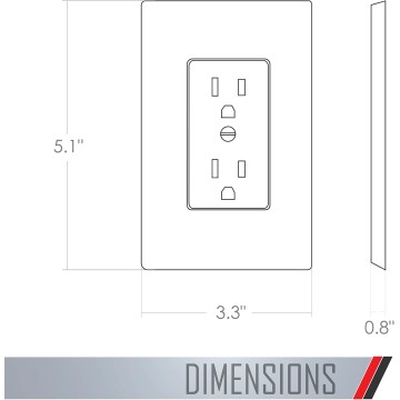 MW2500W Single-Gang Wallplate Non-Metallic Decorator Cover One Grounded Duplex, White Smooth(Pack of 5)