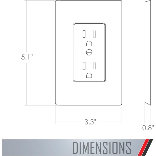 MW2500W Single-Gang Wallplate Non-Metallic Decorator Cover One Grounded Duplex, White Smooth(Pack of 5)