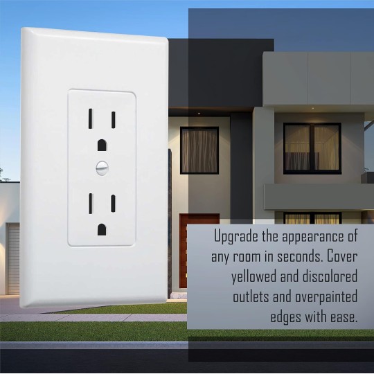 MW2500W Single-Gang Wallplate Non-Metallic Decorator Cover One Grounded Duplex, White Smooth(Pack of 5)