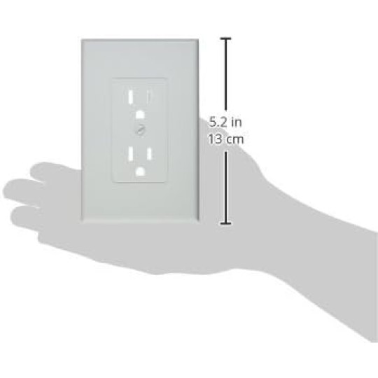 MW2500W Single-Gang Wallplate Non-Metallic Decorator Cover One Grounded Duplex, White Smooth(Pack of 5)