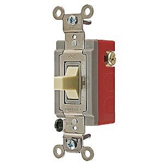 HBL1388I Toggle, Double Pole Double Throw, Center Off, 30 amp, 120/277V, Ivory