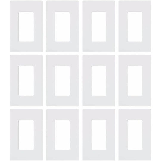 Claro 1 Gang Decorator/Rocker Wallplate, Gloss, White (12-Pack) | CW-1-WH