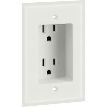 - Wall Plate- 1 Gang Recessed Dual Power Outlet, UL Listed