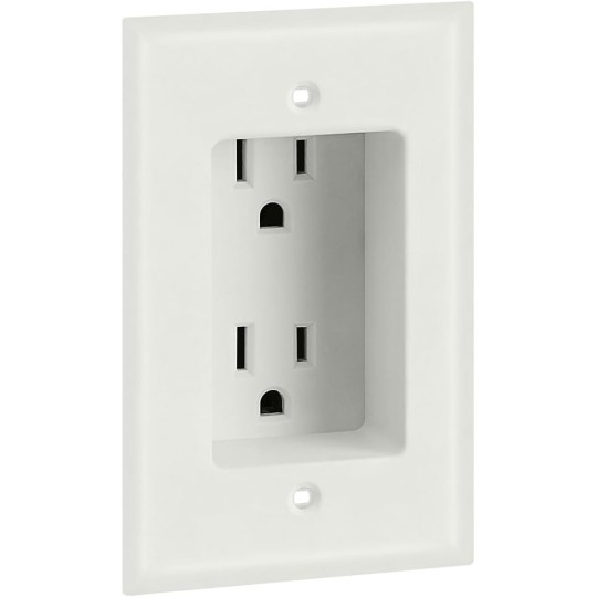 - Wall Plate- 1 Gang Recessed Dual Power Outlet, UL Listed