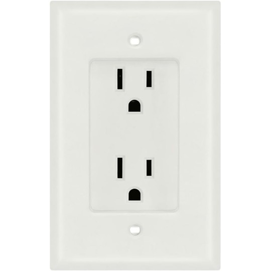 - Wall Plate- 1 Gang Recessed Dual Power Outlet, UL Listed