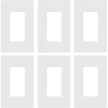 Claro 1 Gang Decorator/Rocker Wallplate, For Light Dimmers, Switches and Accessories, Snap-On Installation, No Visible Screws, Gloss, CW-1-WH-6, White (6-Pack)