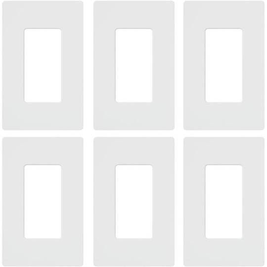 Claro 1 Gang Decorator/Rocker Wallplate, For Light Dimmers, Switches and Accessories, Snap-On Installation, No Visible Screws, Gloss, CW-1-WH-6, White (6-Pack)