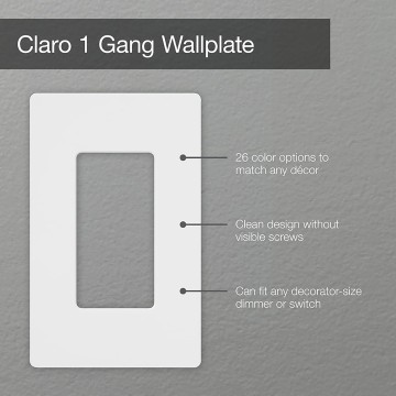 Claro 1 Gang Decorator/Rocker Wallplate, For Light Dimmers, Switches and Accessories, Snap-On Installation, No Visible Screws, Gloss, CW-1-WH-6, White (6-Pack)