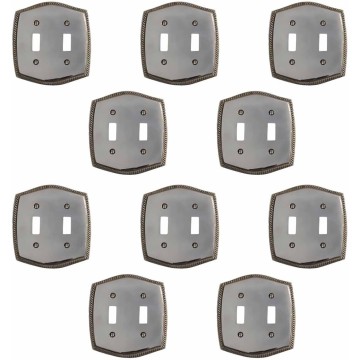 Renovators Supply Toggle Switch Plate Decorative Wall Plate 0.19 x 5.25 x 4.5 inches Standard Size Classic Switch Plate Chrome Silver Double Toggle Switch Plate Pack of 10