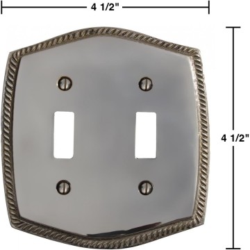Renovators Supply Toggle Switch Plate Decorative Wall Plate 0.19 x 5.25 x 4.5 inches Standard Size Classic Switch Plate Chrome Silver Double Toggle Switch Plate Pack of 10