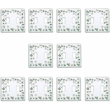Toggle Switch Plate Decorative Wall Switch Cover ‎‎0.19 x 4.5 x 4.5 inches Standard Size White Porcelain Ivy Double Switch Plate | Electrical Hardware Pack of 10