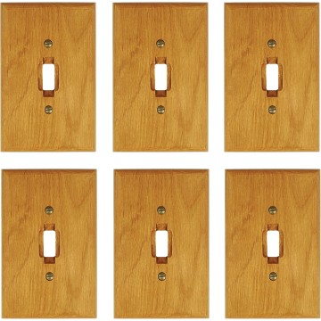 Traditional Genuine Oak Wood, Switch plate, Wall plate, Cover, 4-430_6PK 3 4/8" x 5 4/8" (Single Toggle 4-430T Pack of 6)
