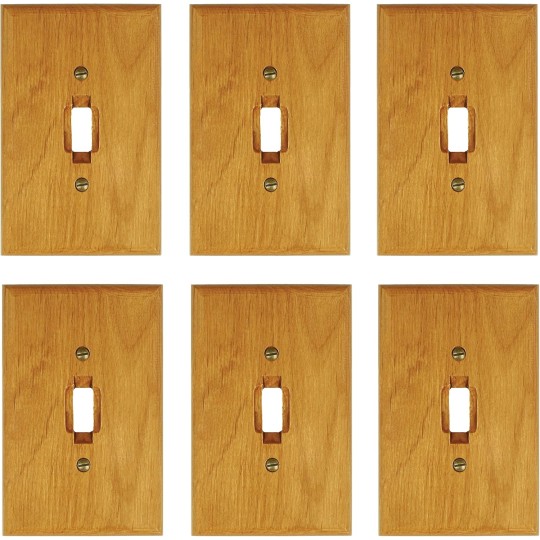Traditional Genuine Oak Wood, Switch plate, Wall plate, Cover, 4-430_6PK 3 4/8" x 5 4/8" (Single Toggle 4-430T Pack of 6)