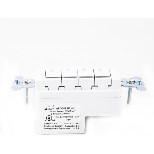 NPODM-2P-WH nLight Push Button Raise/Lower Switch WallPod, Low Voltage, White