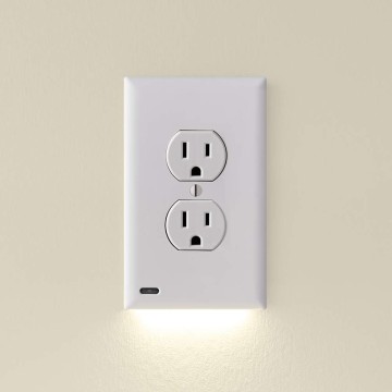 4 Pack - GuideLight 2 [For Duplex Outlets] - Replaces Plug-In Night Light - Electrical Receptacle Wall Plate With LED Night Lights - Auto On/Off Sensor - (Duplex, White)