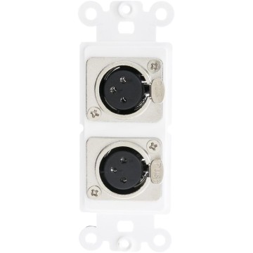 Decora Dual XLR Female to Solder Type Wall Plate Insert, White, 10 Pack