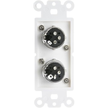 Decora Dual XLR Female to Solder Type Wall Plate Insert, White, 10 Pack