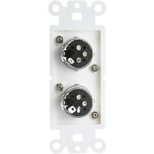 Decora Dual XLR Female to Solder Type Wall Plate Insert, White, 10 Pack