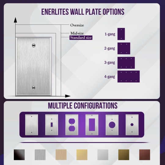 Blank Device Metal Wall Plate, Corrosion Resistant, Size 2-Gang 4.50" x 4.57", UL Listed, 7702-10PCS, 430 Stainless Steel, Silver (10 Pack)