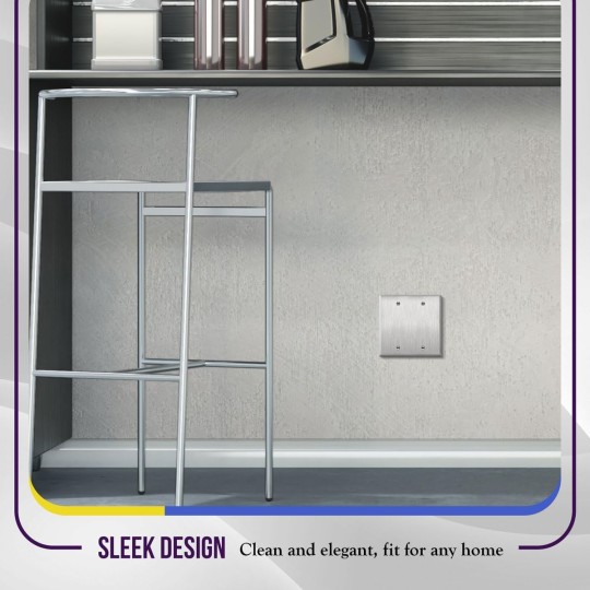 Blank Device Metal Wall Plate, Corrosion Resistant, Size 2-Gang 4.50" x 4.57", UL Listed, 7702-10PCS, 430 Stainless Steel, Silver (10 Pack)