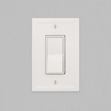 Decor Single Rocker Insulated Light Switch Cover, 1-Gang Electrical Wall Plate, Single Switch Decorator Standard Size GFCI Receptacle Cover, Decorative Architectural Cornice, White, 6 Pack