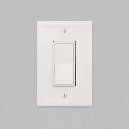 Decor Single Rocker Insulated Light Switch Cover, 1-Gang Electrical Wall Plate, Single Switch Decorator Standard Size GFCI Receptacle Cover, Decorative Architectural Cornice, White, 6 Pack