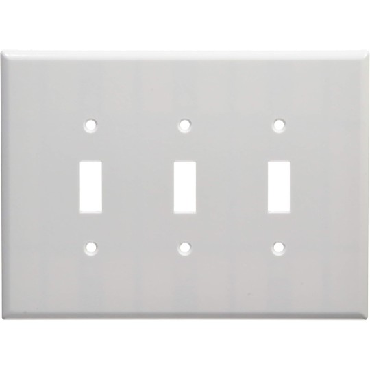 88111 3-Gang Toggle Device Switch Wallplate, Oversized, Thermoset, Device Mount, White, 10-Pack