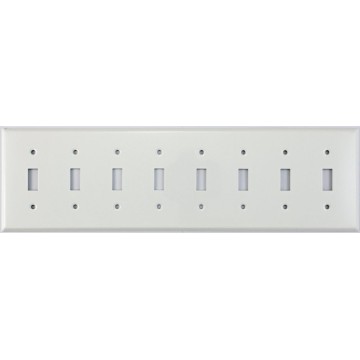 Stamped Steel Smooth White8 Gang Toggle Switch Plate 8 GANG
