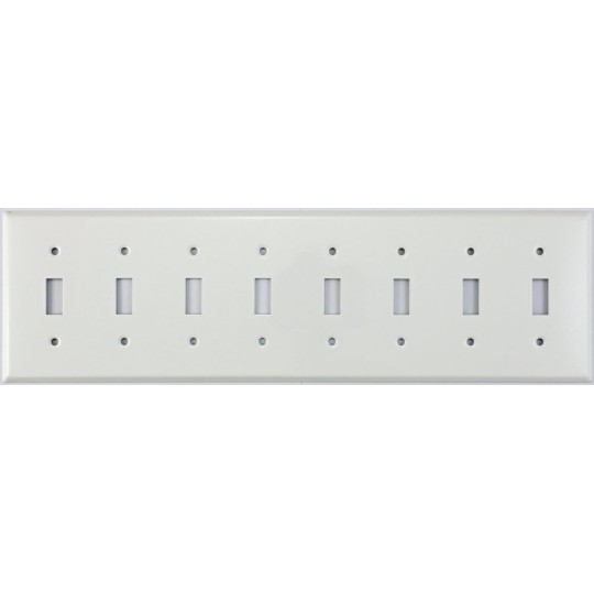 Stamped Steel Smooth White8 Gang Toggle Switch Plate 8 GANG
