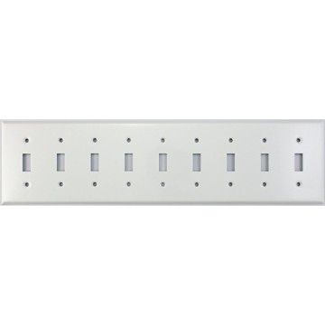 Stamped Steel Smooth White 9 Gang Toggle Switch Plate 9 GANG