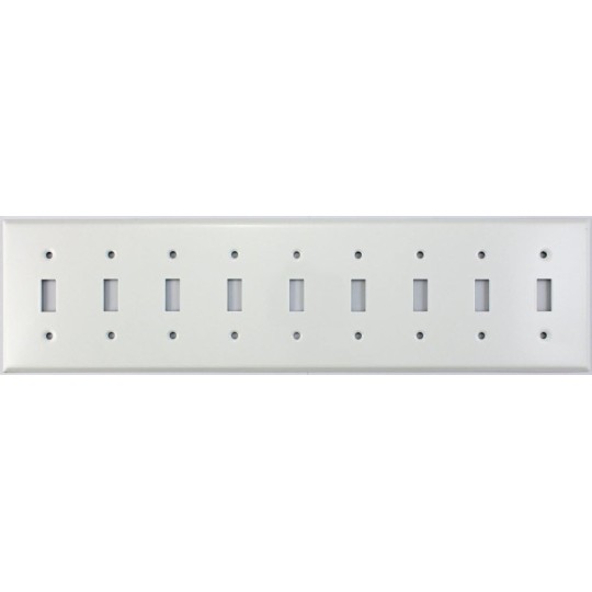 Stamped Steel Smooth White 9 Gang Toggle Switch Plate 9 GANG