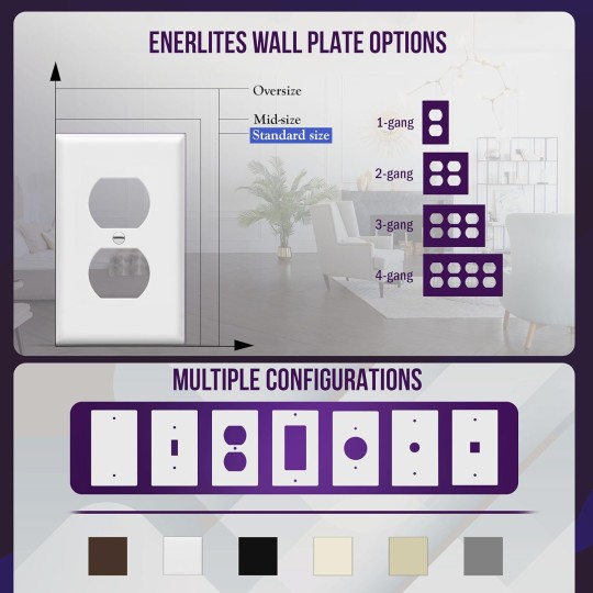 Duplex Receptacle Outlet Wall Plate, Gloss Finish, Size 1-Gang 4.50" x 2.76", Unbreakable Polycarbonate Thermoplastic, UL Listed, 8821-W-40PCS, White (40 Pack)