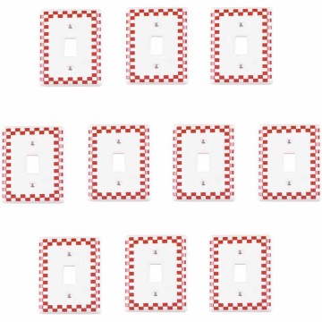 Toggle Switch Plate Decorative Wall Plate ‎0.19 x 2.75 x 4.5 inches Standard Size Red Checkered Porcelain Single Toggle Switch Plate Pack of 10