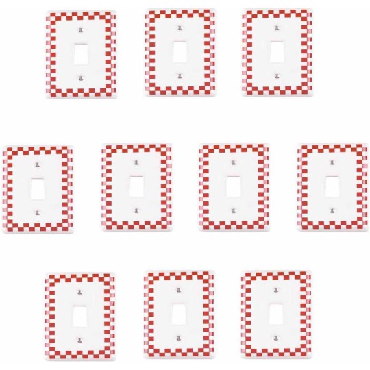 Toggle Switch Plate Decorative Wall Plate ‎0.19 x 2.75 x 4.5 inches Standard Size Red Checkered Porcelain Single Toggle Switch Plate Pack of 10