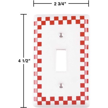 Toggle Switch Plate Decorative Wall Plate ‎0.19 x 2.75 x 4.5 inches Standard Size Red Checkered Porcelain Single Toggle Switch Plate Pack of 10