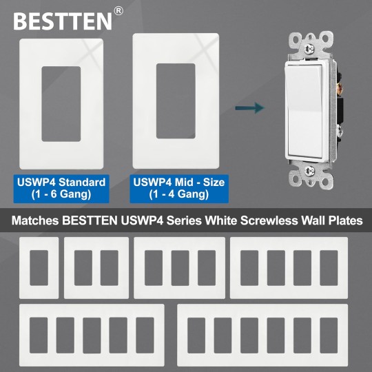 [50 Pack] Single Pole Decorator Wall Light Switch with Wallplate, 15A 120/277V, On/Off Rocker Paddle Interrupter, UL Listed, White