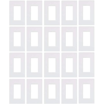 Claro 1 Gang Decorator/Rocker Wallplate, Gloss, White (20-Pack) | CW-1-WH
